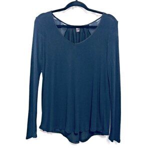 Victorias Secret Womens Small Black Long Sleeve Blouse Sheer Flowy Boho Festival